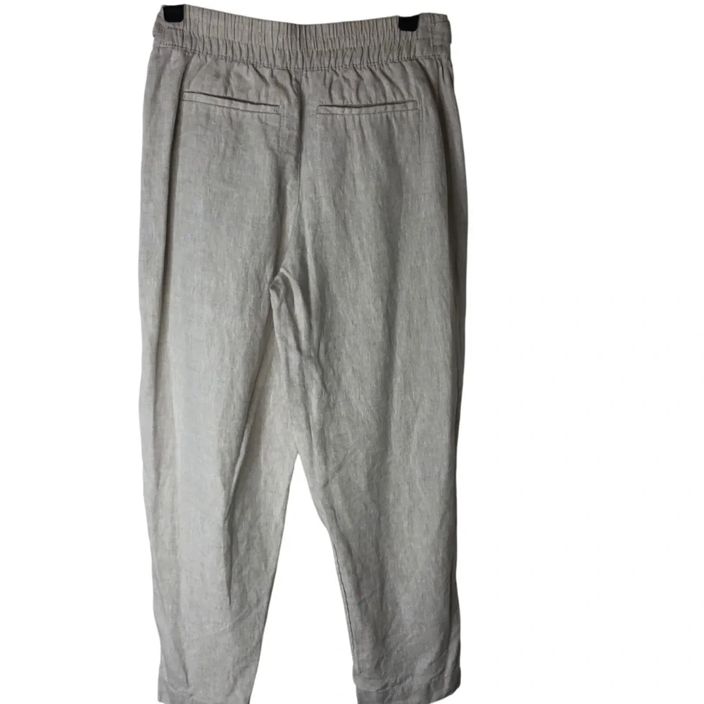 Athleta Voyager Linen Pants Sz 2 Light Beige High Rise Pockets Casual Beach